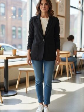 United Colors Of Benetton Black Single-Button Women's Blazer